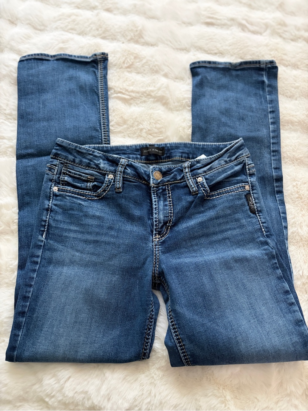 Silver Jeans Women's Skinny Mid Blue Stretch Denim